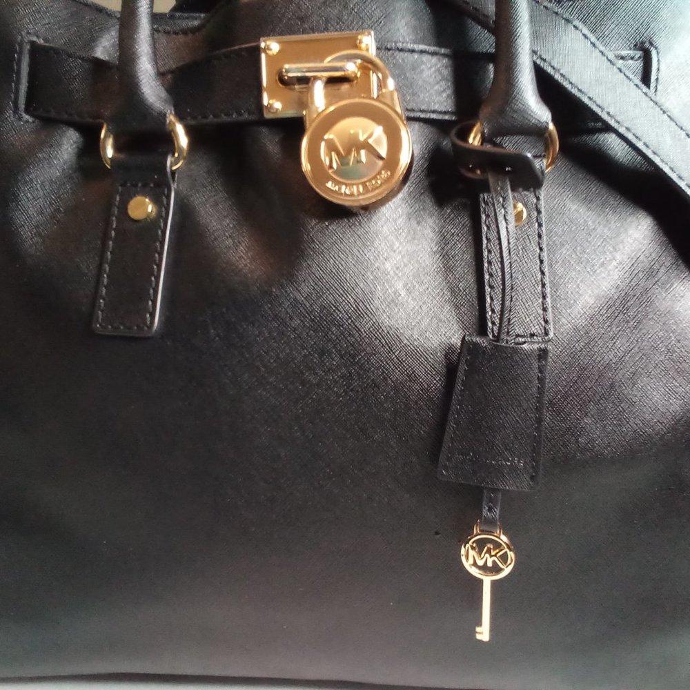 COPY - Michael kors hamelton satchel black stifano leather large. - Picture 10 of 16